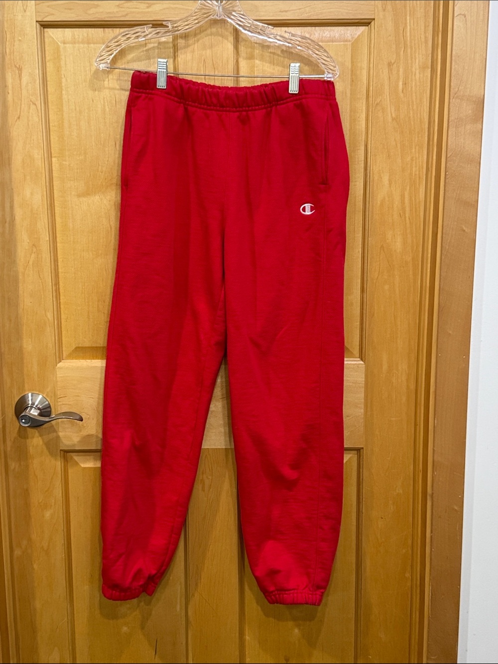 Champion Red Jogger Sweatpants with Embroidered Logo size M